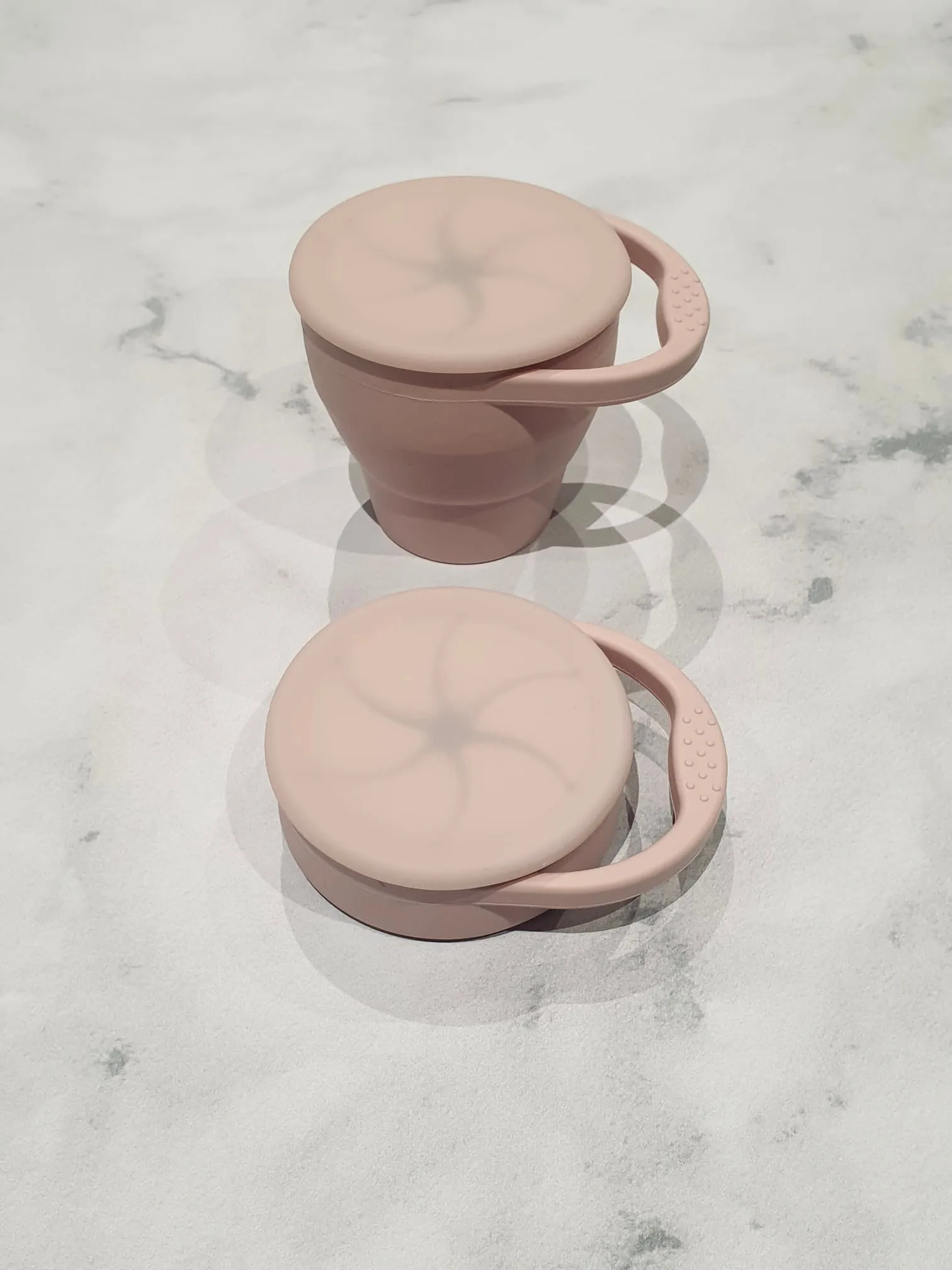 Luna Rose Dusty Pink Collapsible Travel Snack Pot with Lid