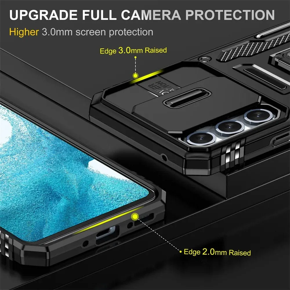Magnetic Case With Kickstand & Camera Cover For Samsung A Series