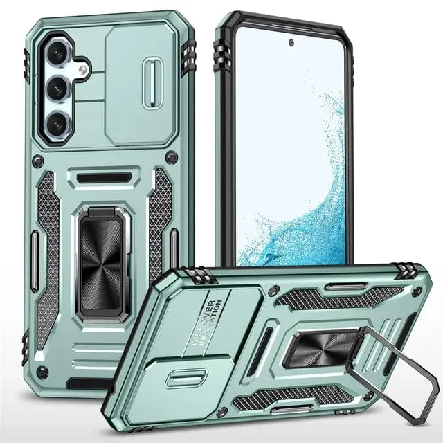 Magnetic Case With Kickstand & Camera Cover For Samsung A Series