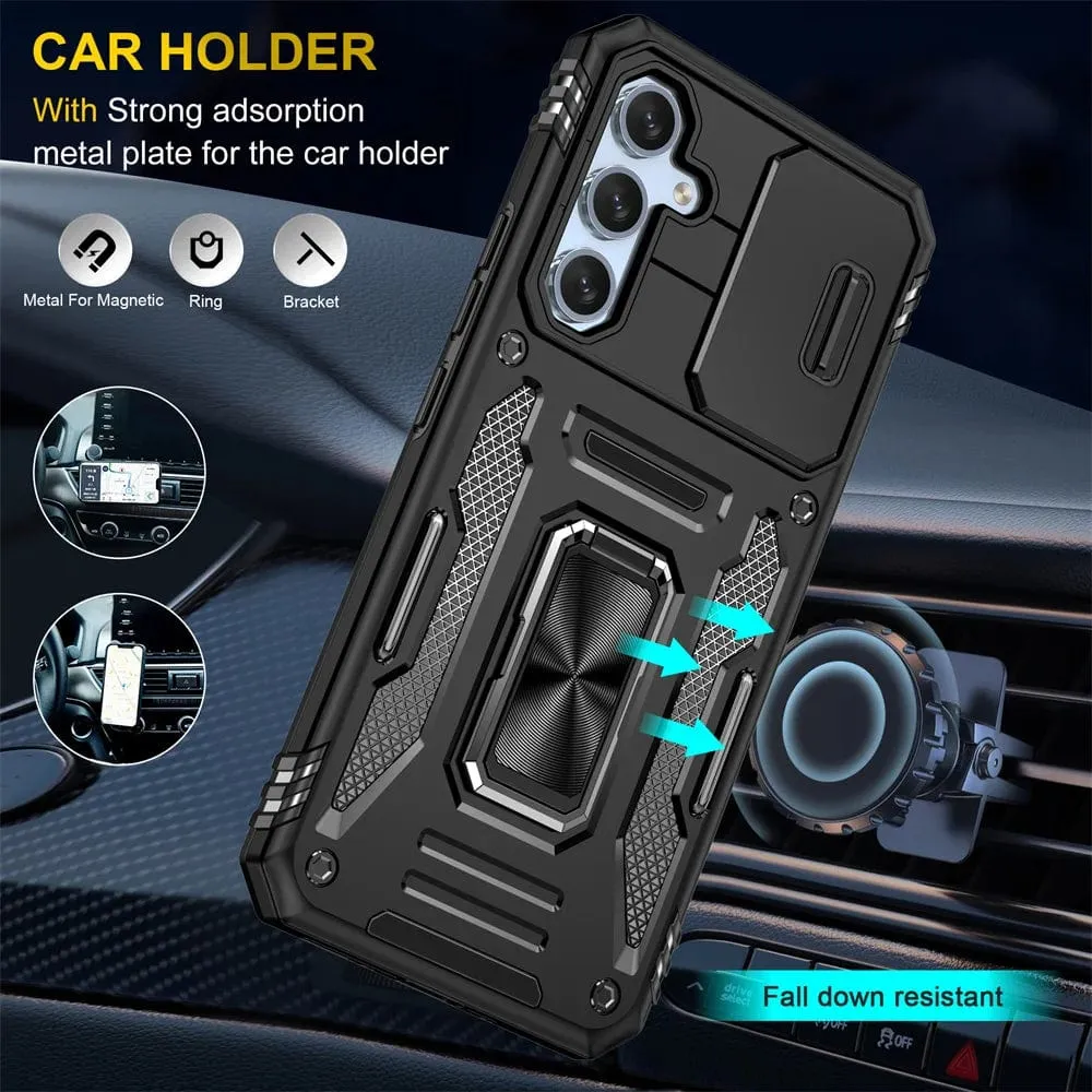Magnetic Case With Kickstand & Camera Cover For Samsung A Series