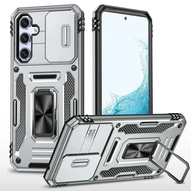 Magnetic Case With Kickstand & Camera Cover For Samsung A Series