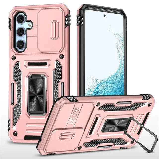Magnetic Case With Kickstand & Camera Cover For Samsung A Series