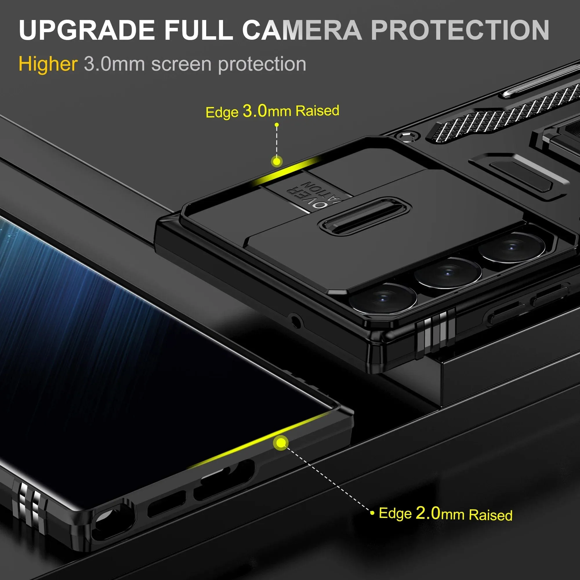 Magnetic Case With Kickstand & Camera Cover For Samsung S Series