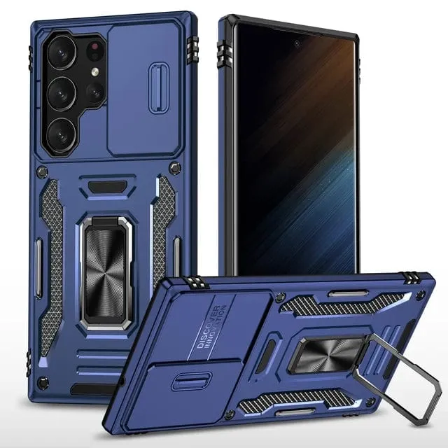 Magnetic Case With Kickstand & Camera Cover For Samsung S Series