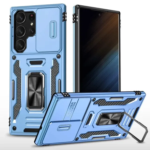 Magnetic Case With Kickstand & Camera Cover For Samsung S Series