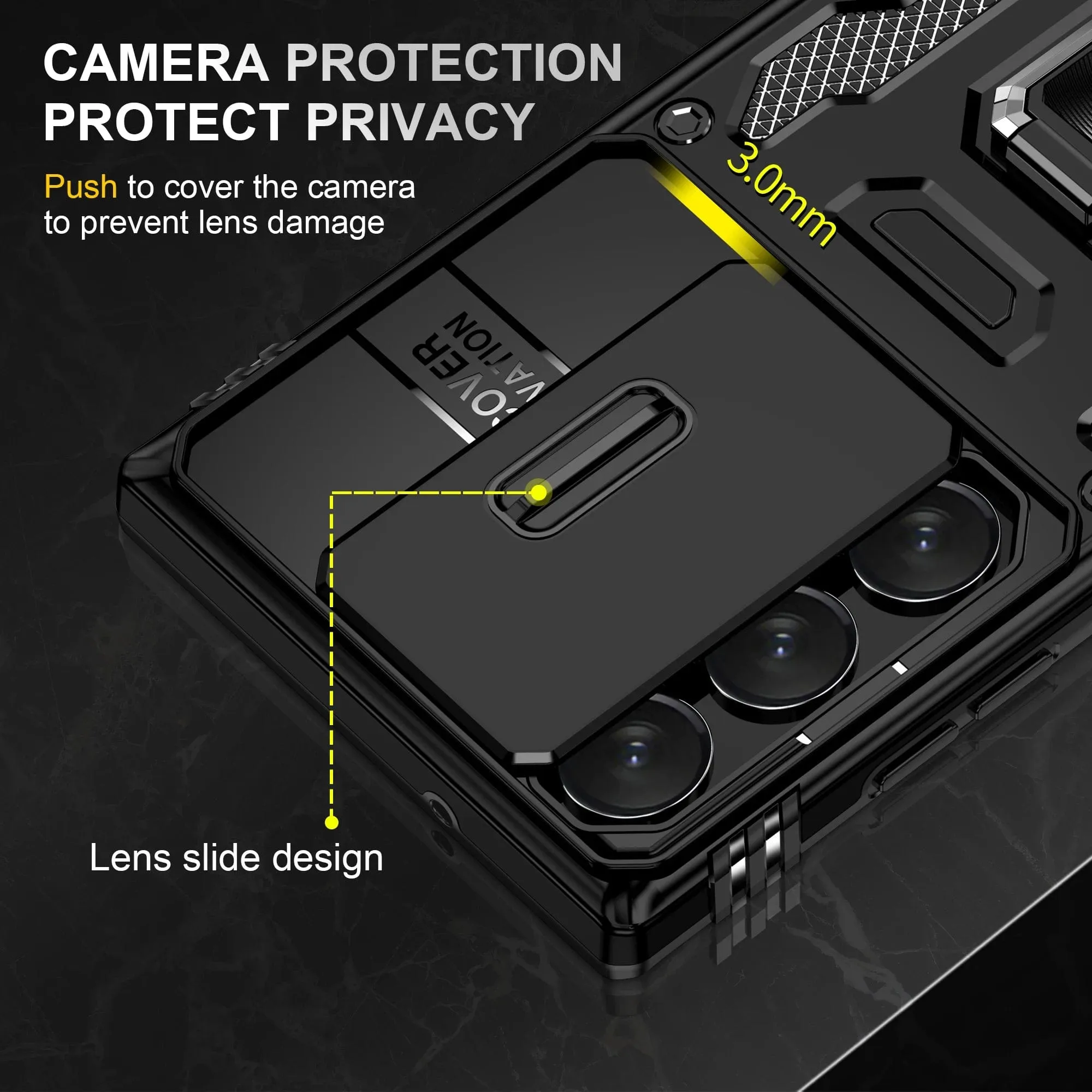 Magnetic Case With Kickstand & Camera Cover For Samsung S Series