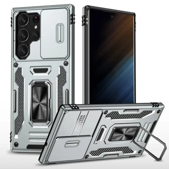 Magnetic Case With Kickstand & Camera Cover For Samsung S Series