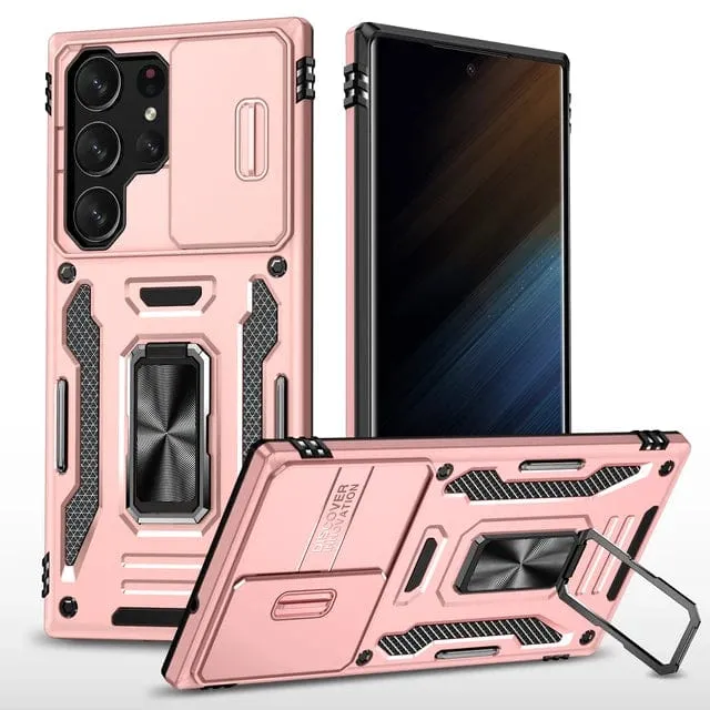Magnetic Case With Kickstand & Camera Cover For Samsung S Series