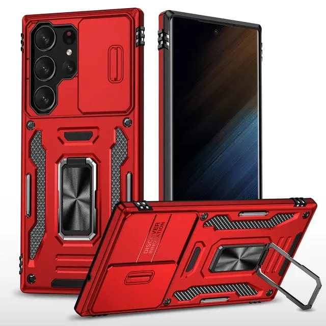 Magnetic Case With Kickstand & Camera Cover For Samsung S Series