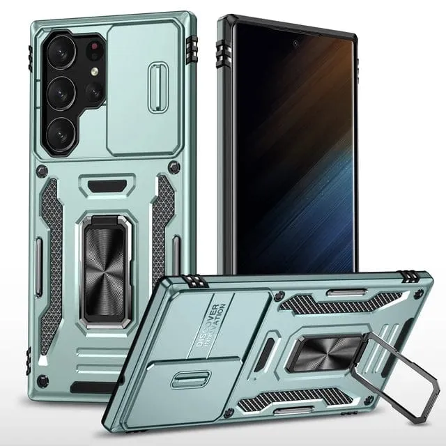 Magnetic Case With Kickstand & Camera Cover For Samsung S Series