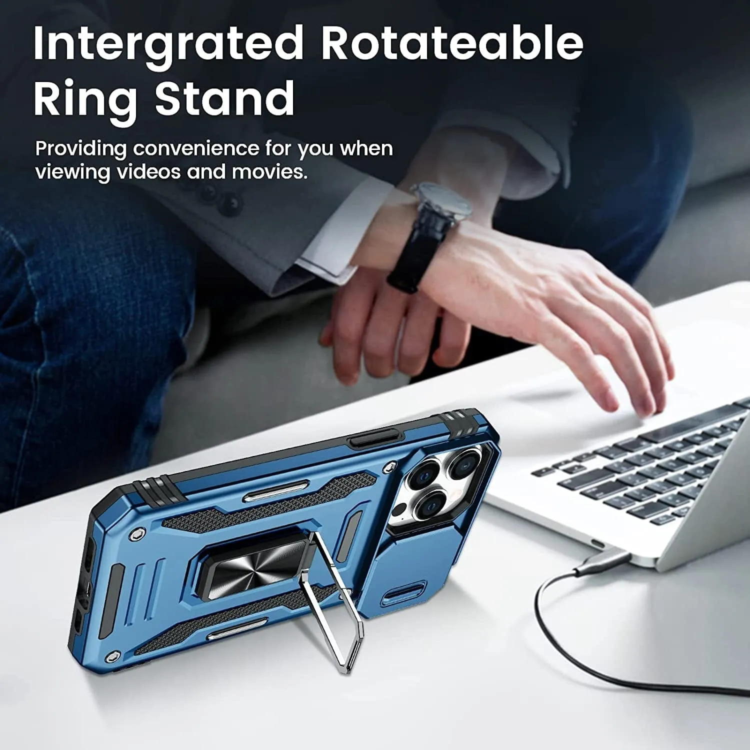 Magnetic Phone Case With Kickstand & Camera Cover