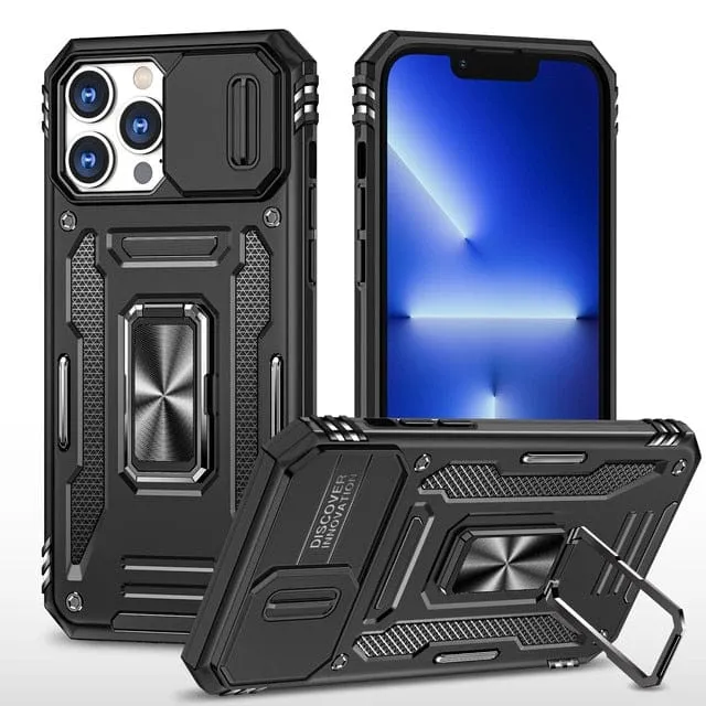 Magnetic Phone Case With Kickstand & Camera Cover