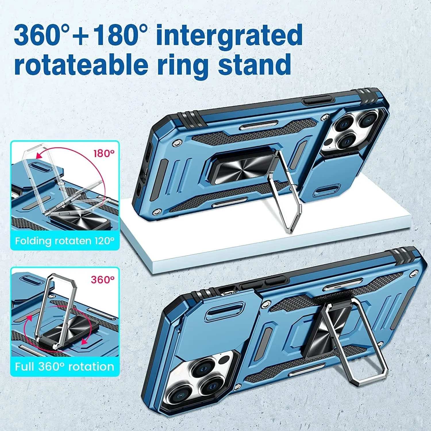Magnetic Phone Case With Kickstand & Camera Cover