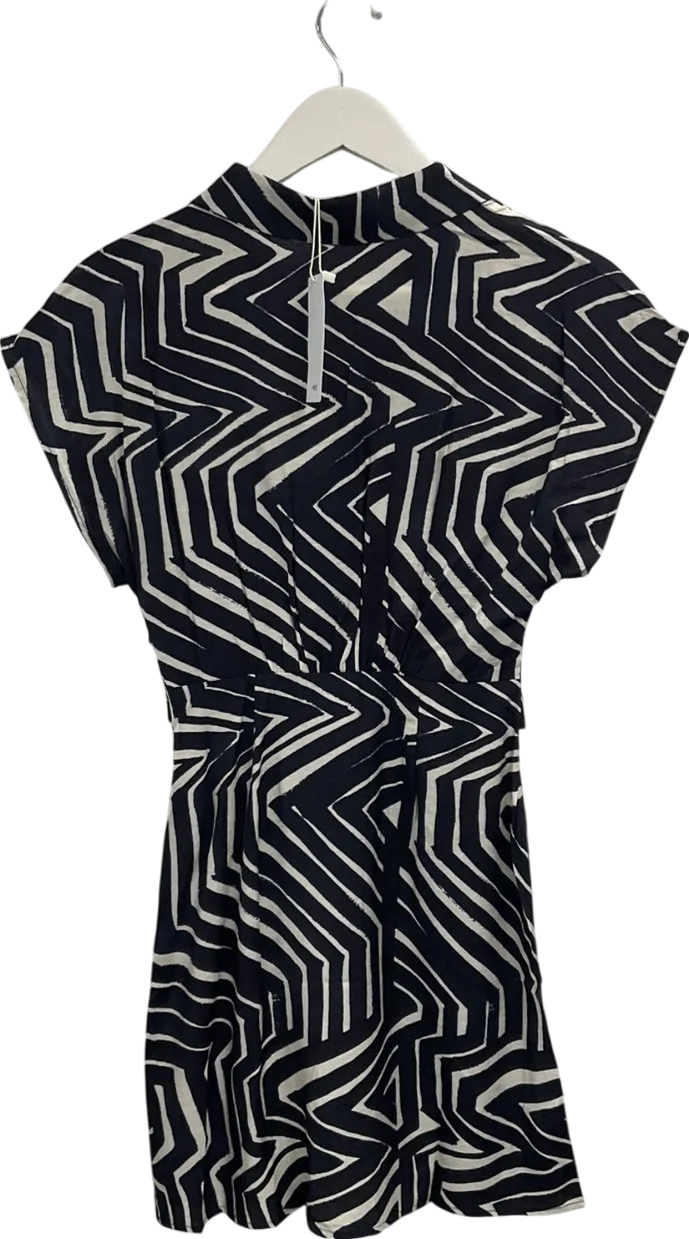 MANGO Blue Patterned Mini Dress UK XS