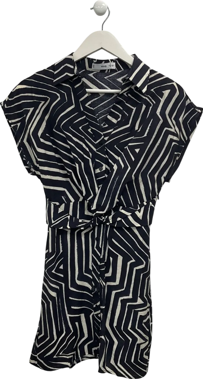MANGO Blue Patterned Mini Dress UK XS