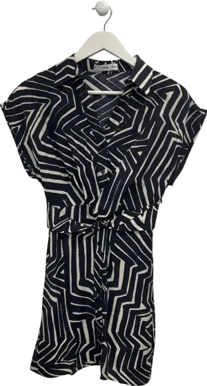 MANGO Blue Patterned Mini Dress UK XS