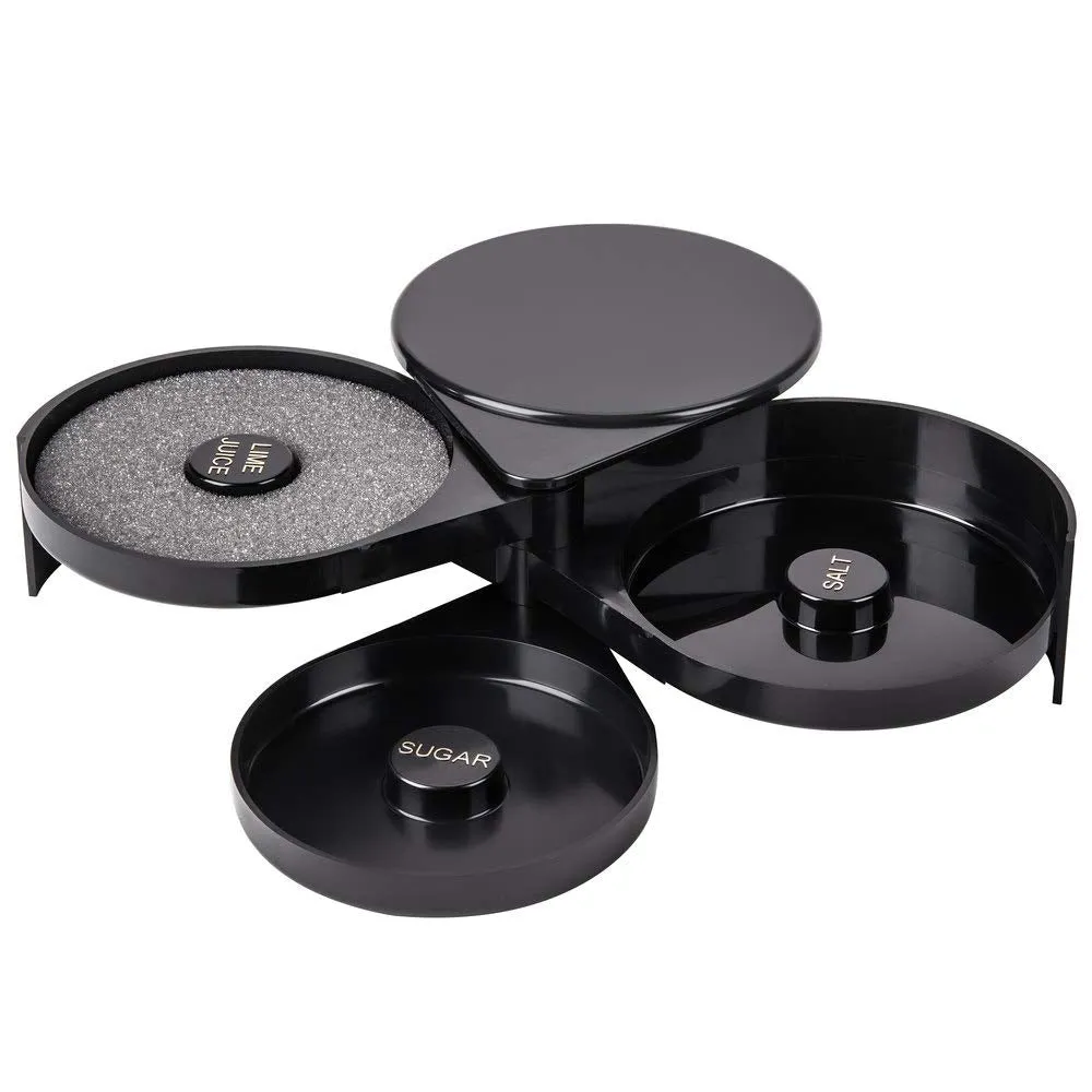 Margarita Salt Rimmer by Tezzorio, Glass Rimmer with 3 Compartments and Sponge, Sugar and Salt Bar Rimmer Great for Cocktails Margarita, Bloody Mary Gimlet, Professional Bar Supplies