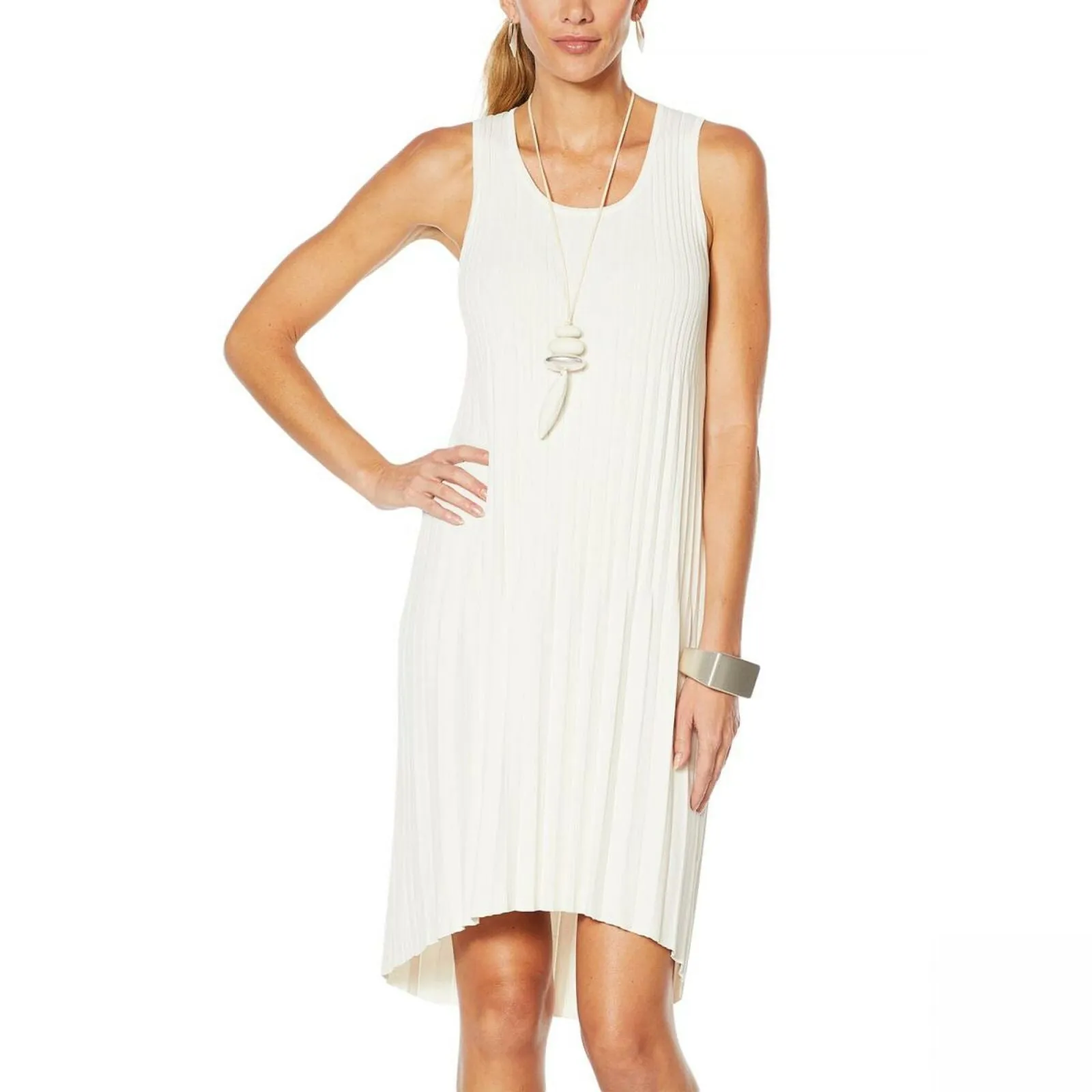 MarlaWynne Plus Size Sleeveless Pleated Knit Dress