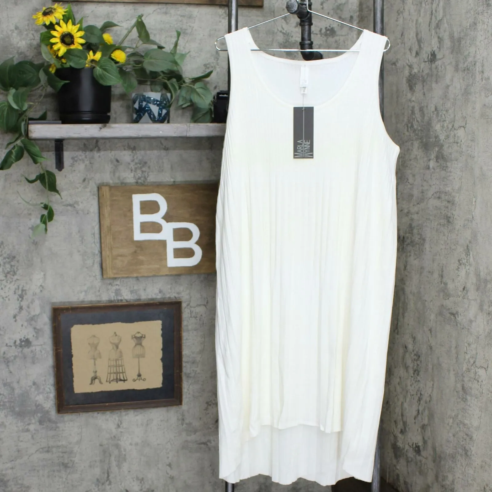 MarlaWynne Plus Size Sleeveless Pleated Knit Dress