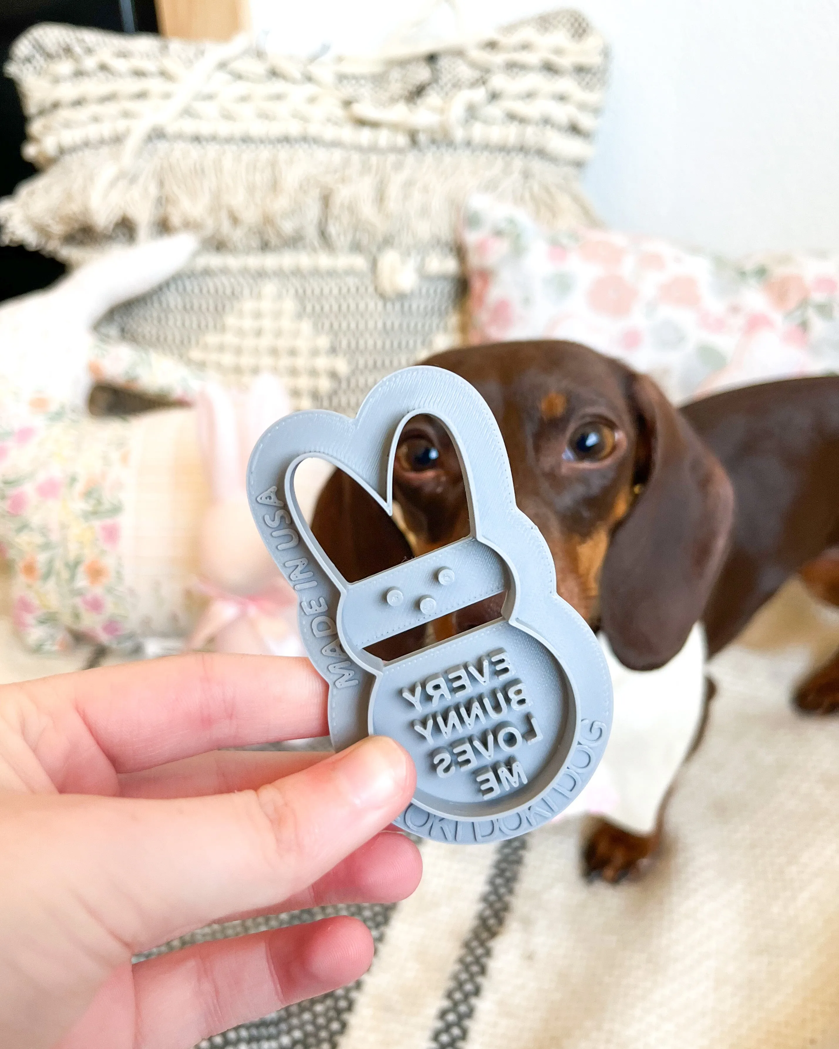 Marshmallow Bunny Dog Biscuit Cookie Cutter (with fun sayings included)