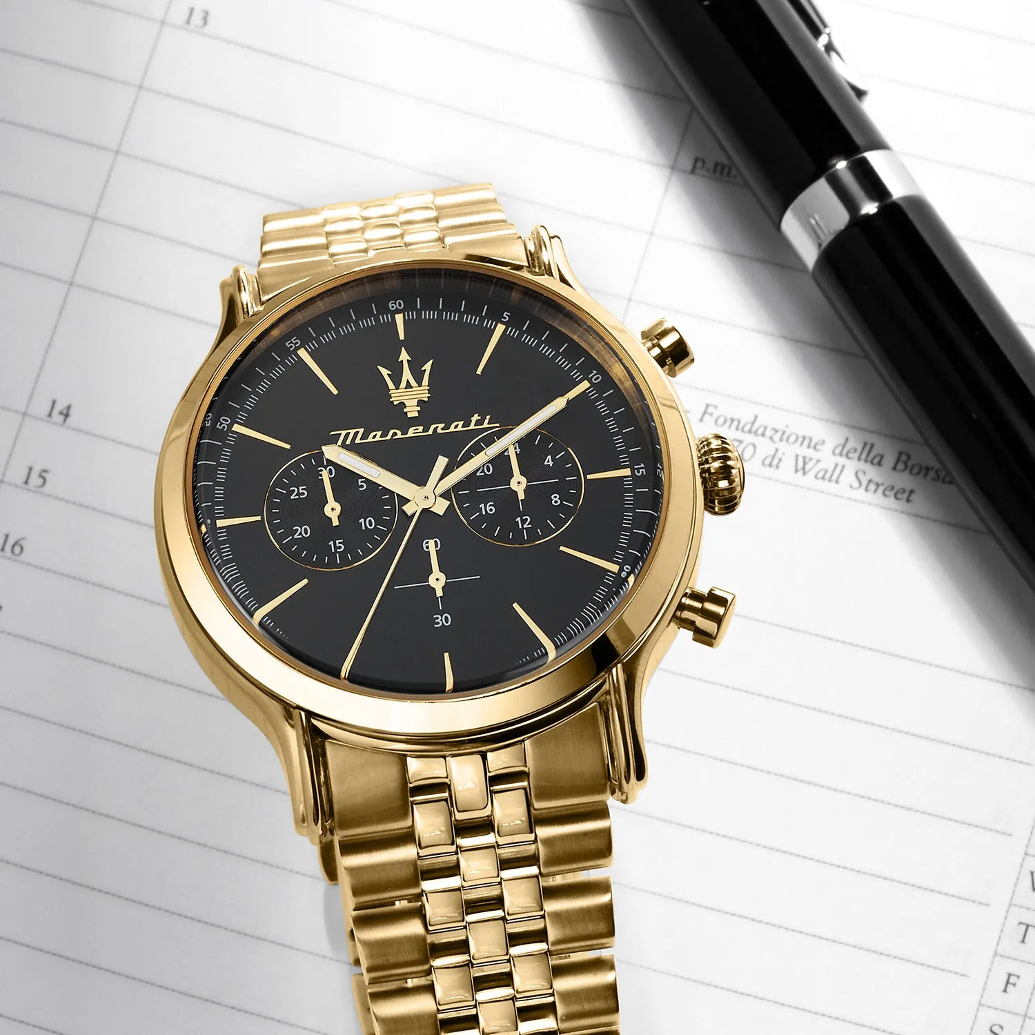 Maserati EPOCA 42MM CHR BLACK DIAL BR YG
