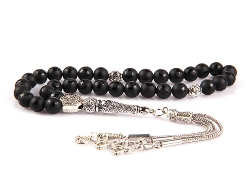 Matte Moon and Star Patterned Onyx Natural Stone 8 mm