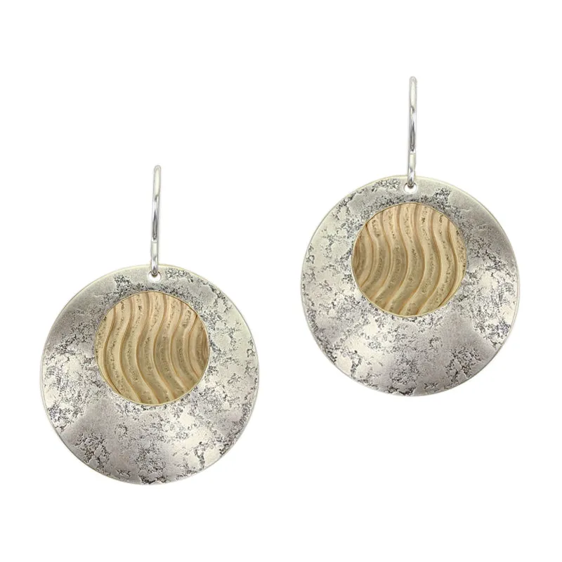 Medium Cutout Disc with Patterned Disc Wire Earring