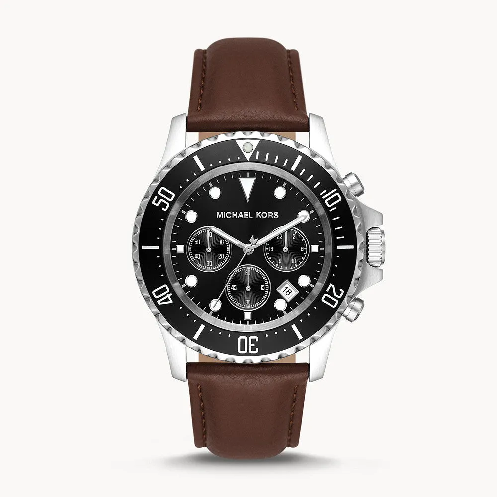 Michael Kors Everest Chronograph Chocolate Leather Men's Watch - MK9054