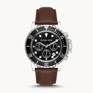 Michael Kors Everest Chronograph Chocolate Leather Men's Watch - MK9054