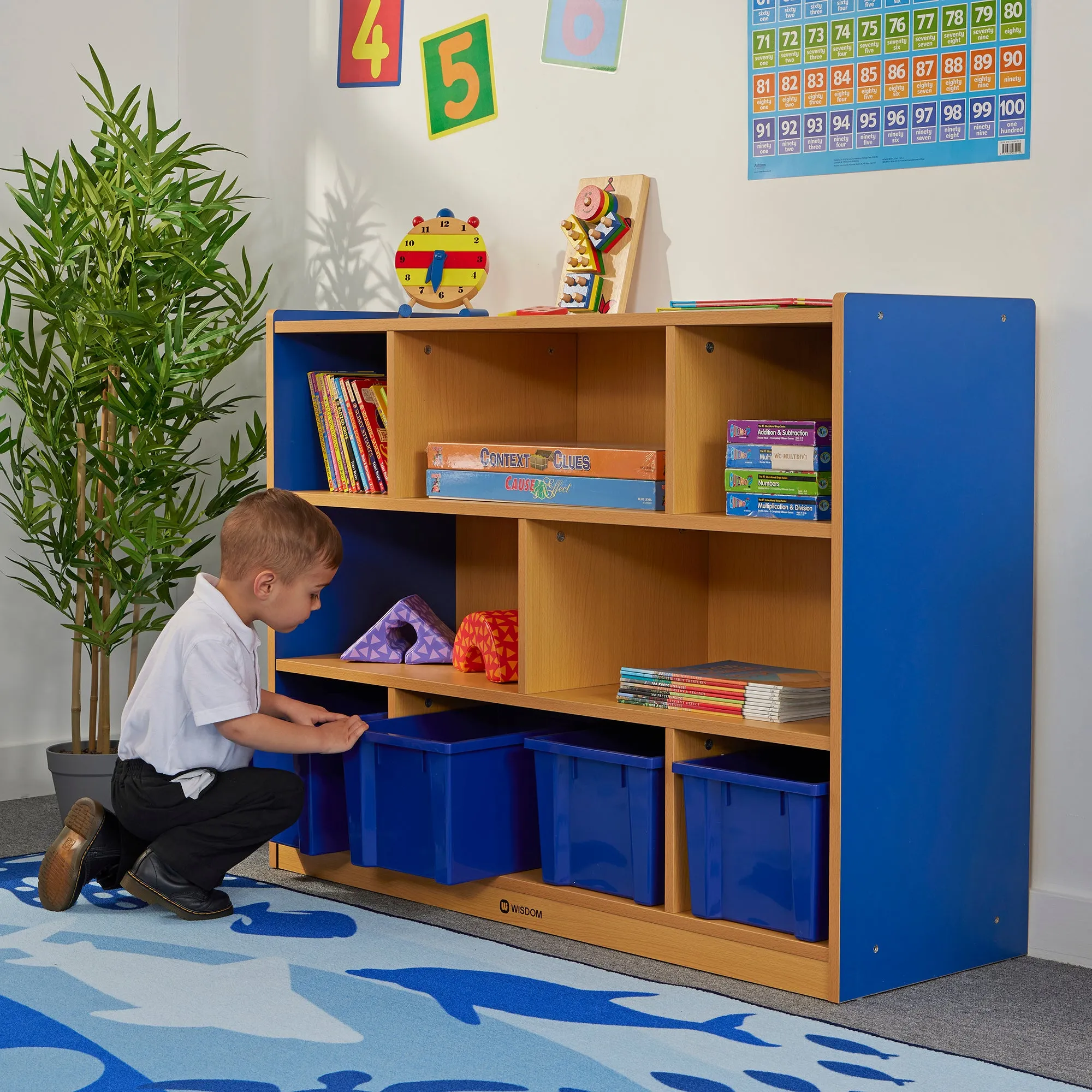 Milan 8-Compartment Cabinet with 4 Blue Trays