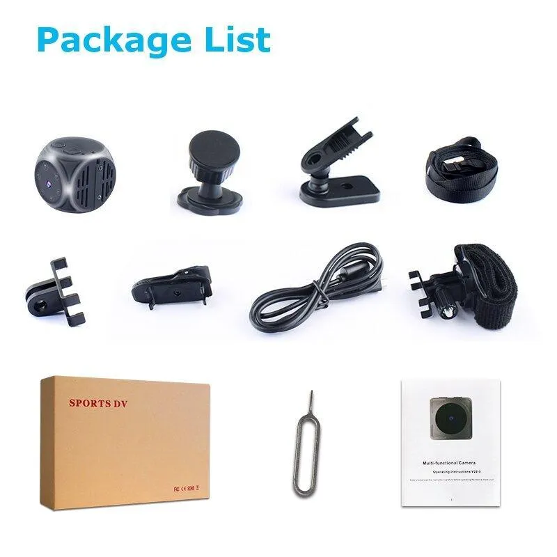 Mini 1080P Action Camera: 140° FOV Built-in Battery, Timestamp, Motion Capture