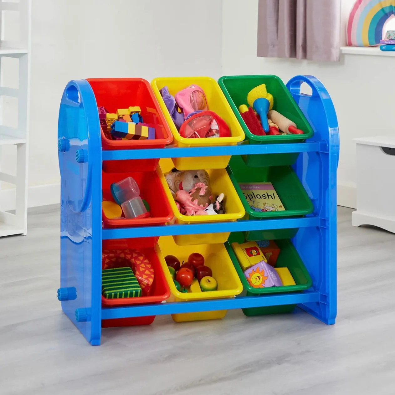 Montessori Children's 9-Bin Toy Storage Unit | Primary Colours