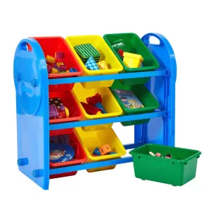 Montessori Children's 9-Bin Toy Storage Unit | Primary Colours