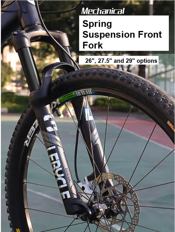 MTB Bike Fork - 27.5" 28.6mm, Spring Suspension, 10cm travel, Aluminum, Black