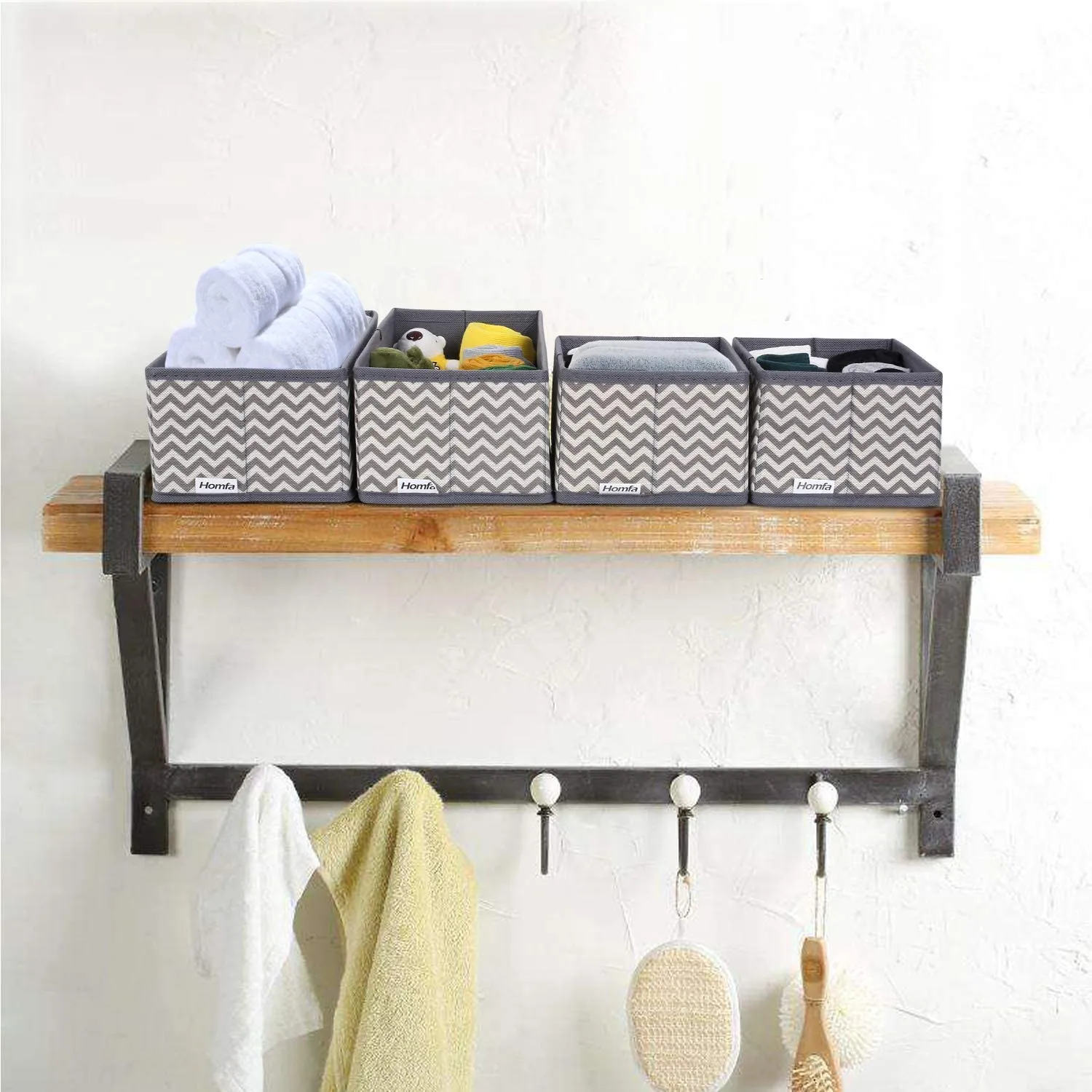 New HOMFA Closet Drawer Organizer Foldable Fabric Cloth Storage Cubes Basket for Underwear, Bras, Socks, 6 Pack Stripe(3 Size)
