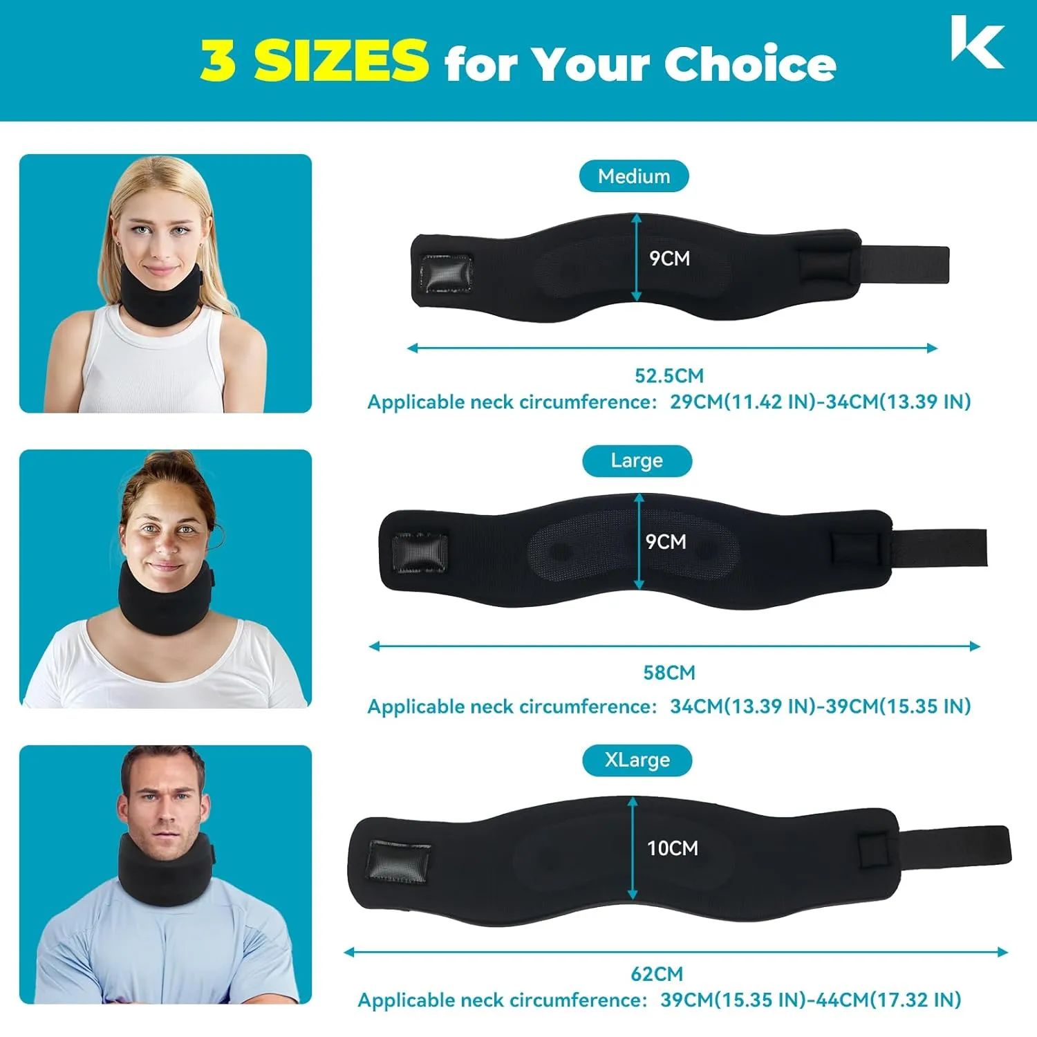 NEW K LUDWIG KATRIN Neck Brace for Neck Pain & Support, Adjustable Neck Support, Soft Cervical Collar for Vertebrae Stable, Neck Brace for Snoring (Black M）