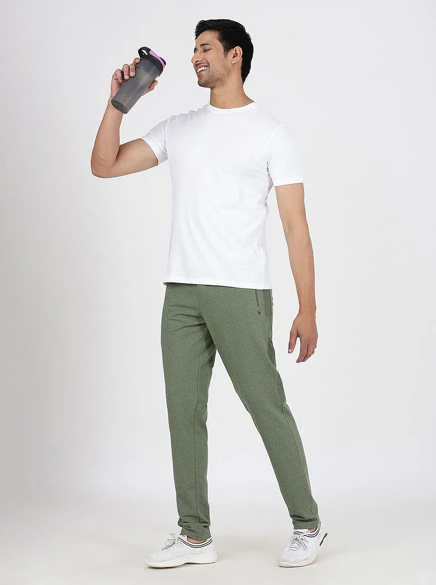 Olive Green Solid Slim Fit Track Pant | JadeBlue