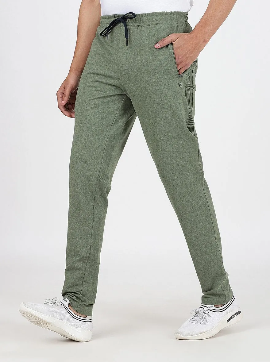 Olive Green Solid Slim Fit Track Pant | JadeBlue