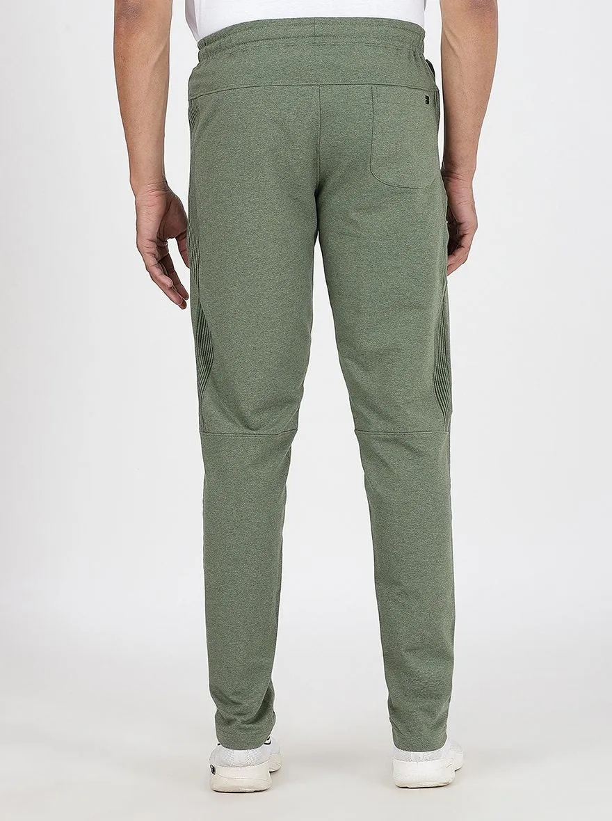 Olive Green Solid Slim Fit Track Pant | JadeBlue