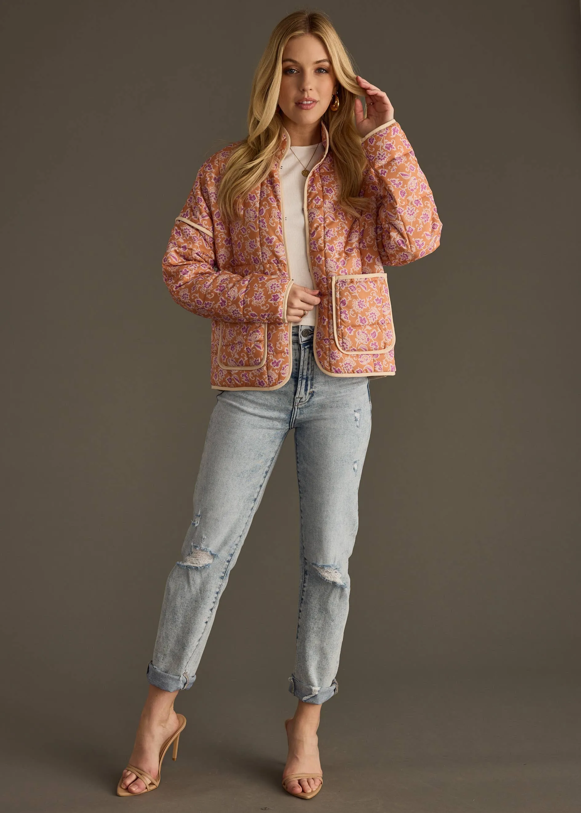 Orange, Puple & Cream Quilted Jacket
