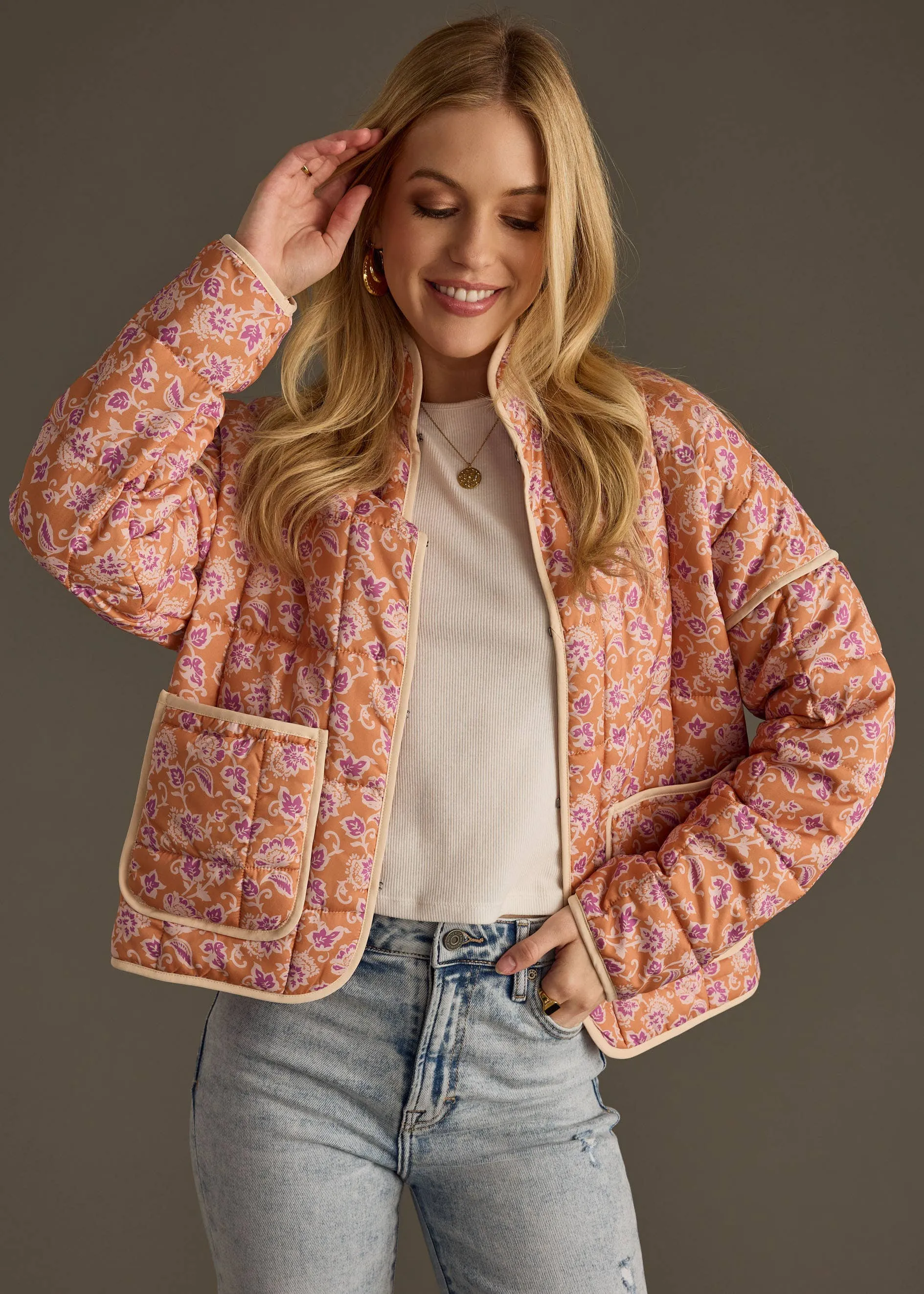 Orange, Puple & Cream Quilted Jacket