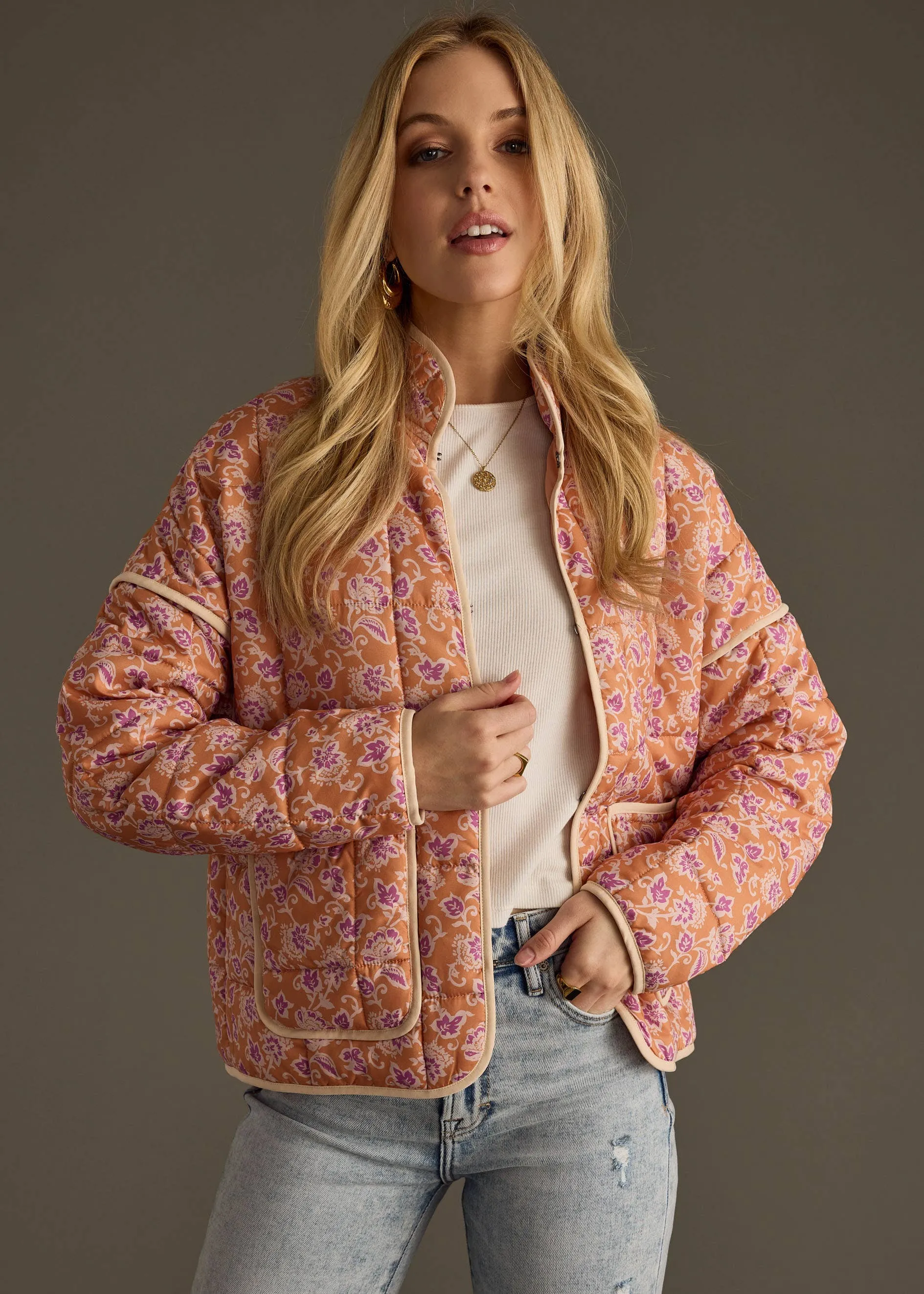 Orange, Puple & Cream Quilted Jacket