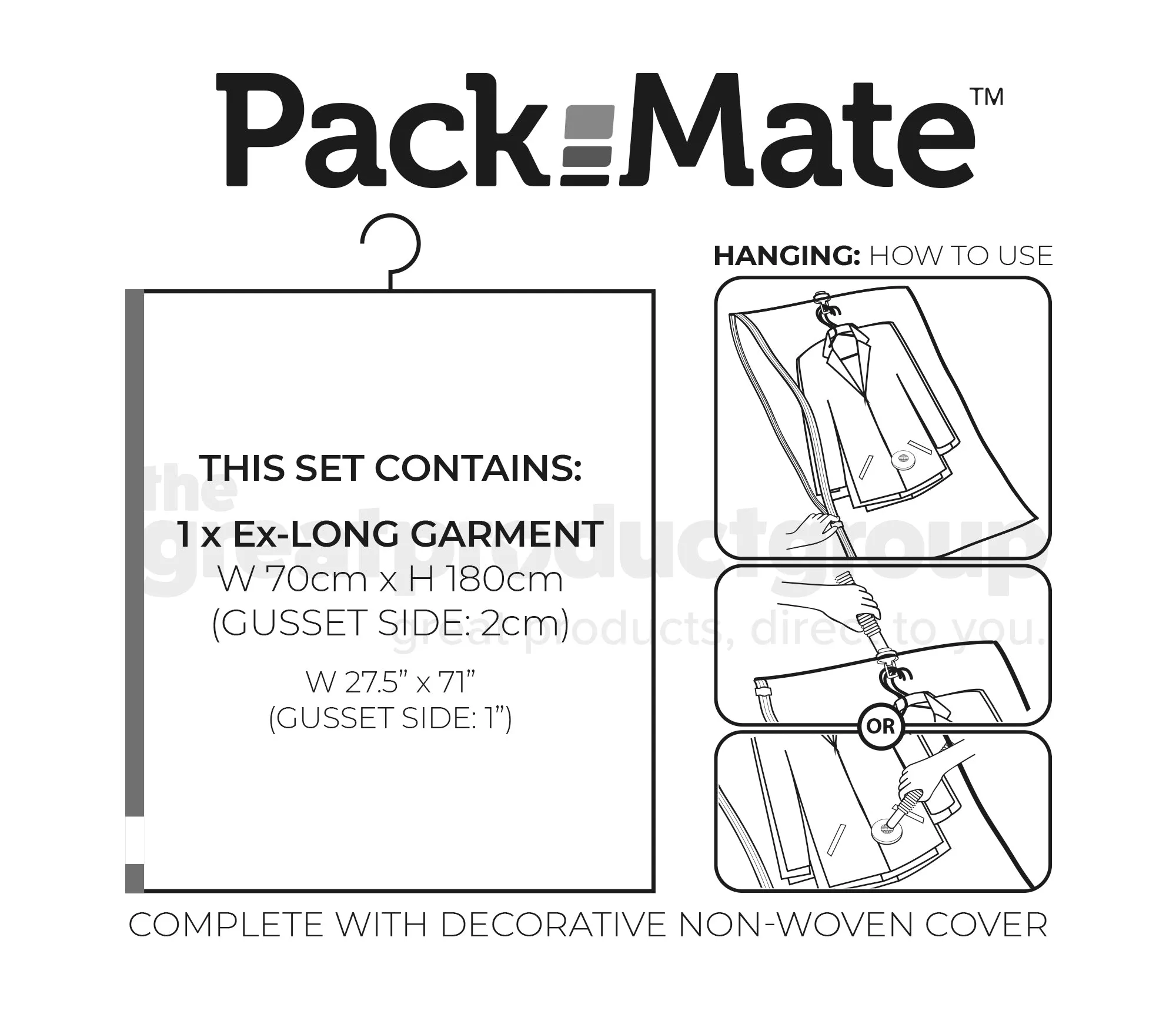 Packmate SUIT / SHIRT SIZE Hanging Vacuum Storage Bags With Cover