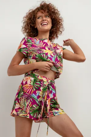 Patterned Loose Viscose Shorts