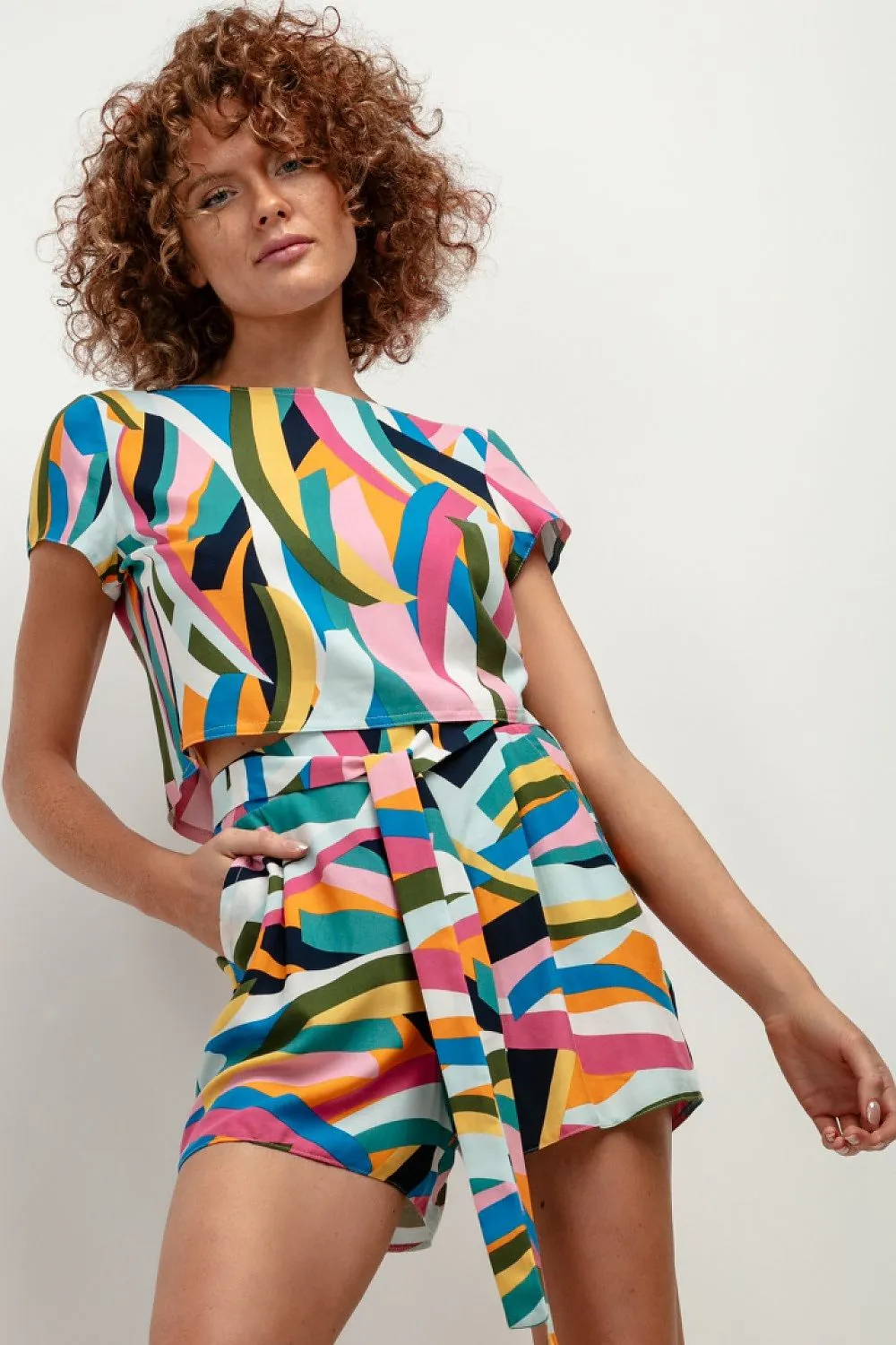 Patterned Loose Viscose Shorts