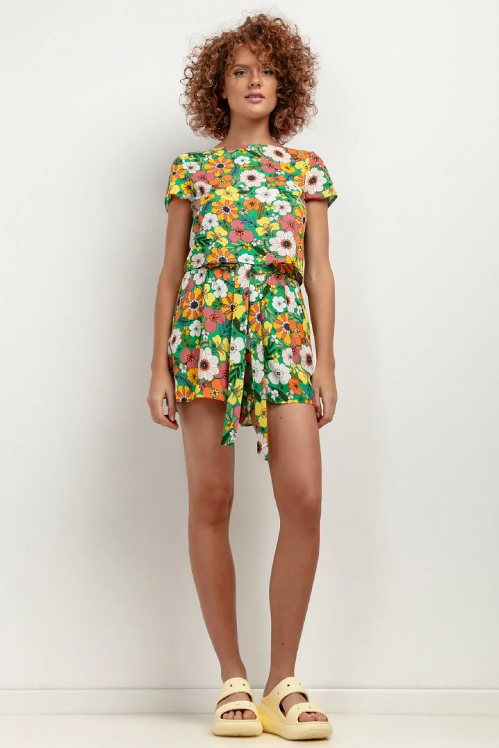 Patterned Loose Viscose Shorts