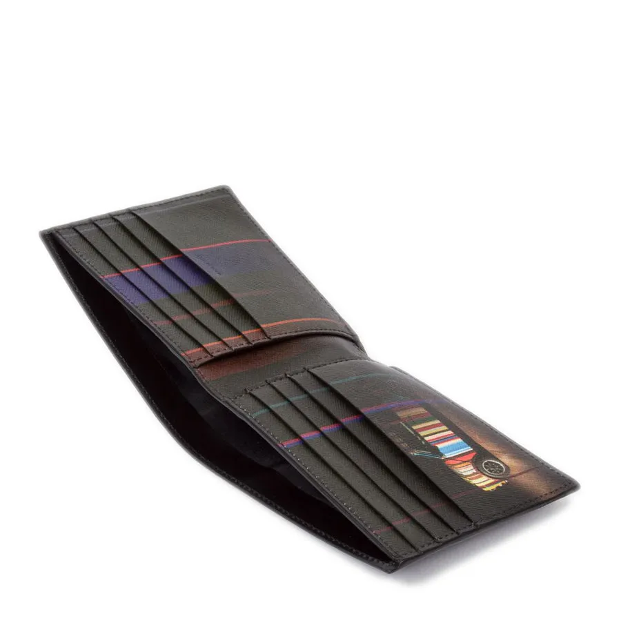 Paul Smith - Mini Print Interior Bi-Fold Leather Wallet in Black