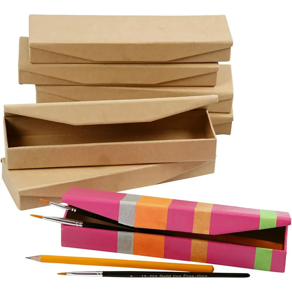Pencil Pen Case Magnetic Closure Boxes 21cm Craft School Storage Hard Cardboard With Press Stud