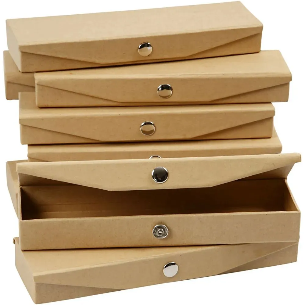 Pencil Pen Case Magnetic Closure Boxes 21cm Craft School Storage Hard Cardboard With Press Stud