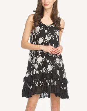 Peony Floral Crinkle Short Dress
